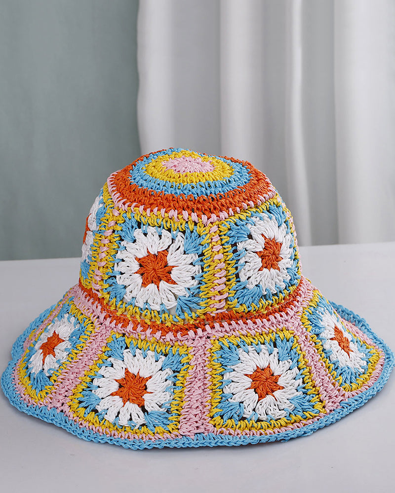 Knitted Flowers (Lt Blue/Pink)